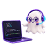 GhostMe mascot typing live code solutions in any language