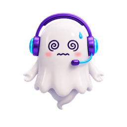 Ghost mascot with dizzy spiral eyes, frozen and mind going blank under interview pressure